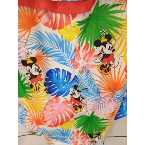 Disney Minnie Mouse One-Piece Tropical Print Swimsuit With Adjustable Straps & R - Picture 4 of 10